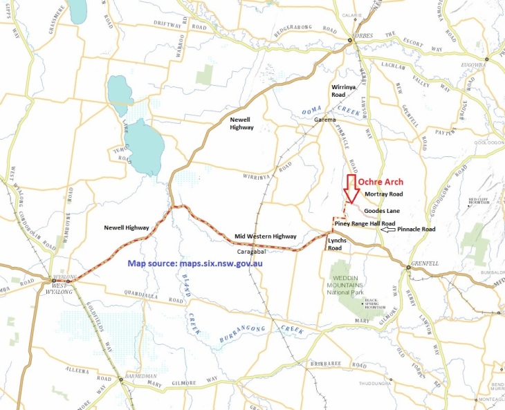 Map from West Wyalong to Ochre Arch
